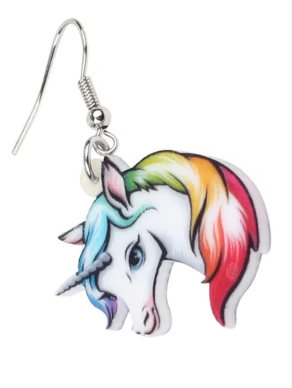 Hand Crafted Rainbow Mane Unicorn Dangle Earrings for Girls And Women